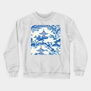 Blue and white chinoiserie landscape Crewneck Sweatshirt